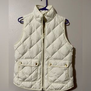 J.Crew White/Ivory Quilted Down Vest Small Women’s